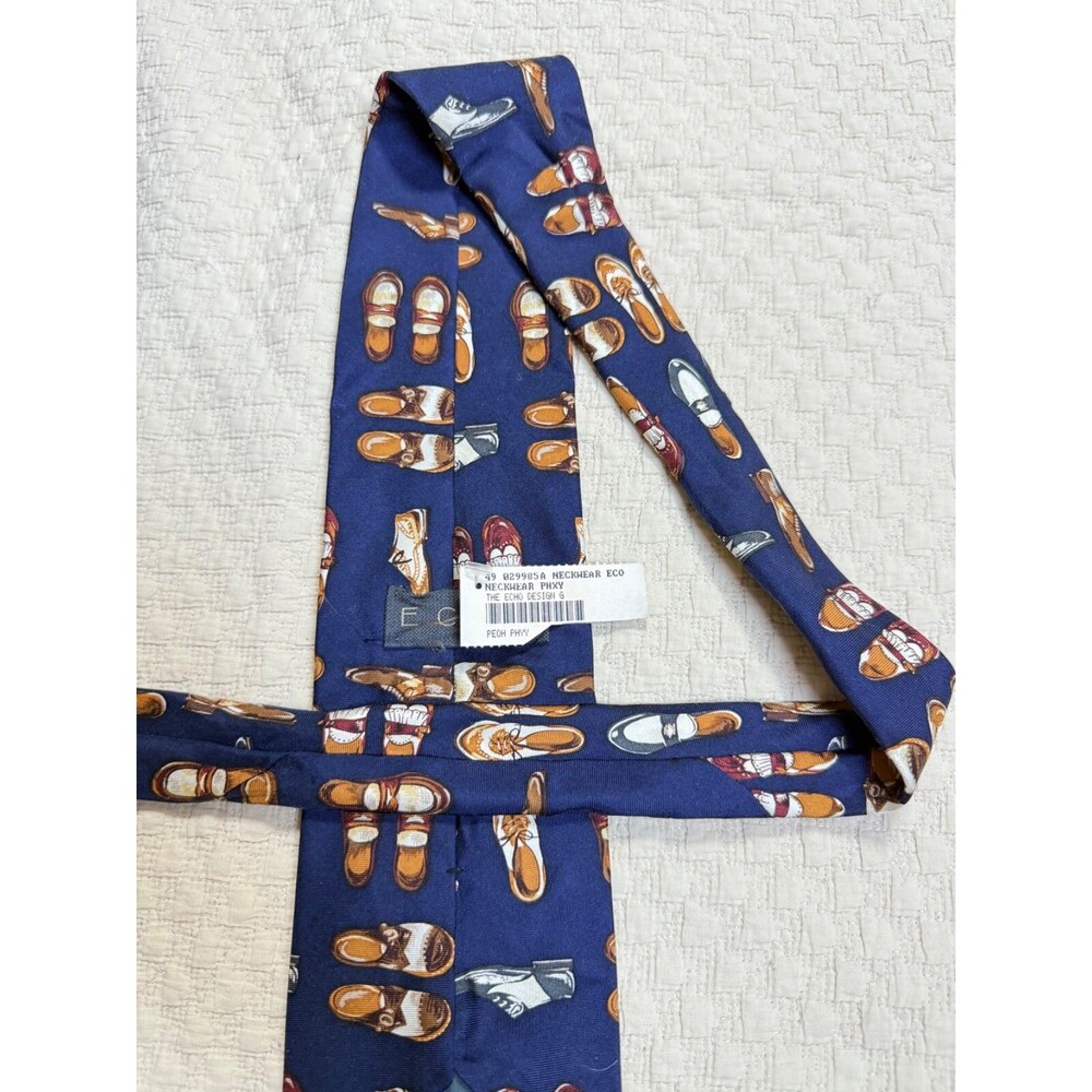 Echo‎ Oxford Shoe Silk Tie Made in USA 55"L 4"W